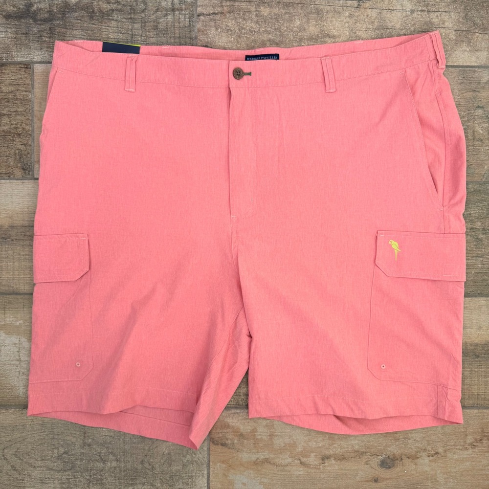 Margaritaville Island Reserve Men Cargo Shorts 44 Pink Performance 4-Way Stretch